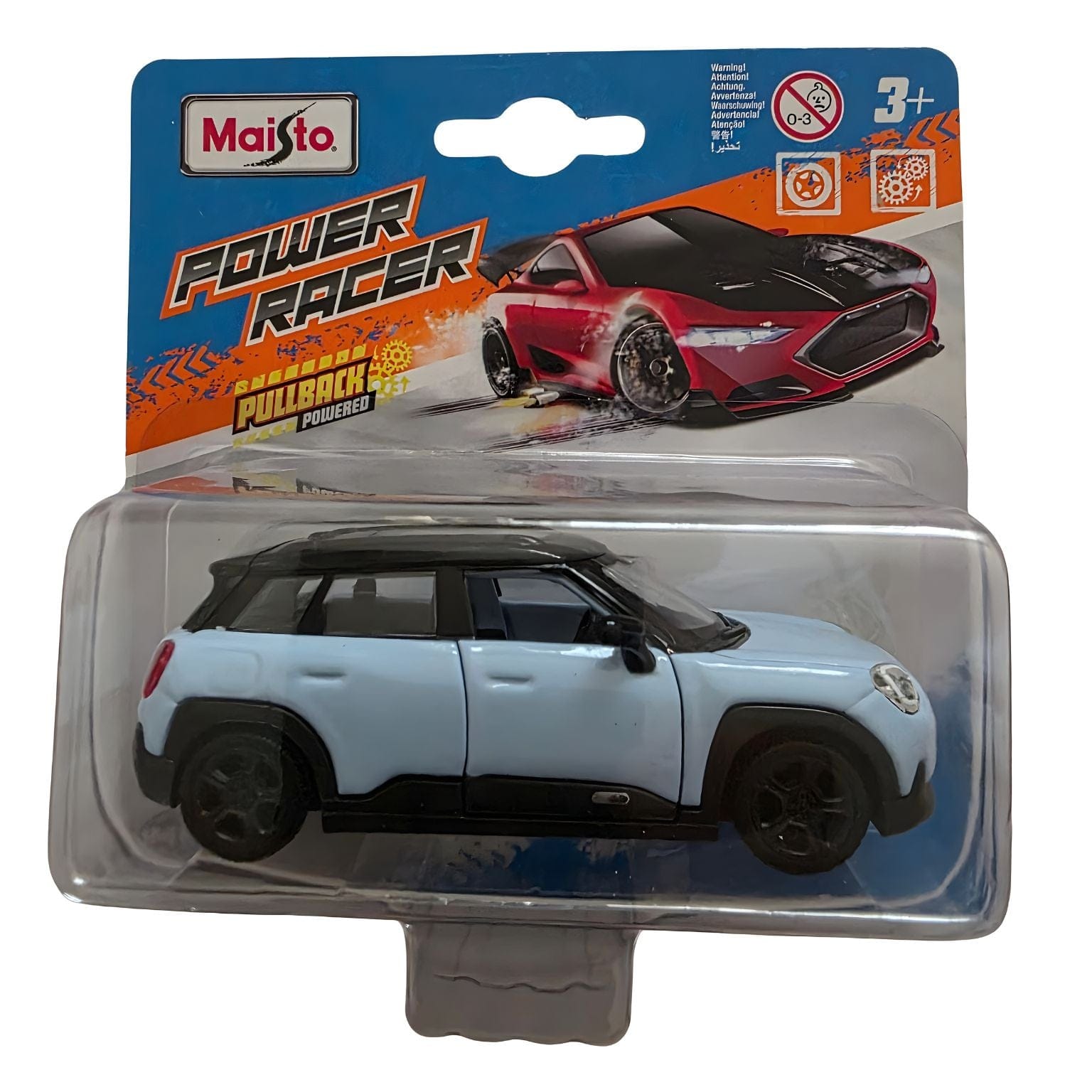 Mini Aceman SE Pullback 1/43 azul claro da Maisto em embalagem Power Racer