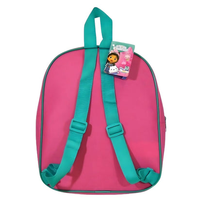 Gabby's Dollhouse backpack pink and turquoise with characters and music