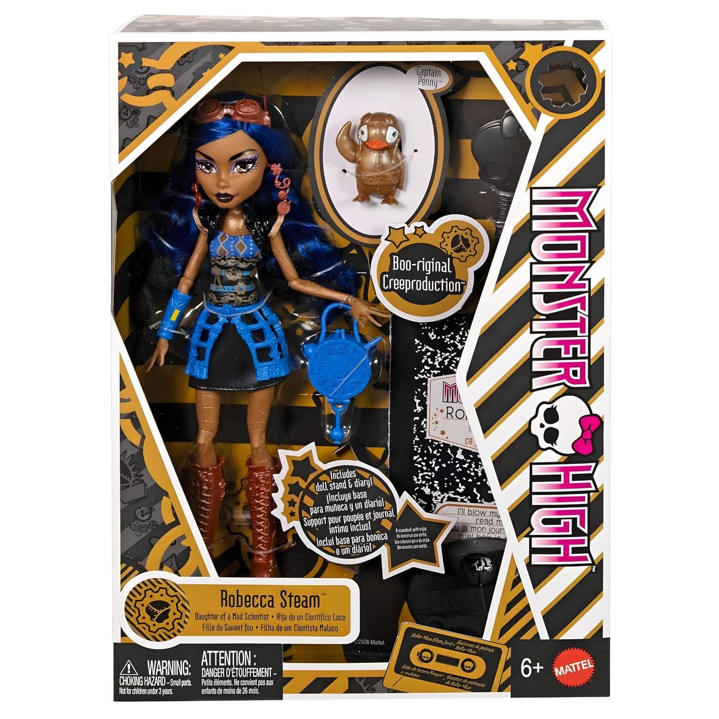 Monster High Boo-riginal Creeproduction Robecca Steam com cabelo azul e acessórios