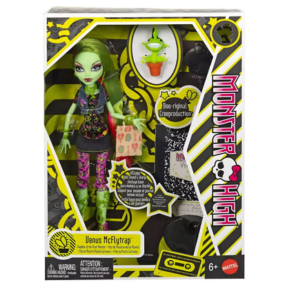 Monster High Venus McFlytrap doll with green and pink hair, pink boots, and plant companion