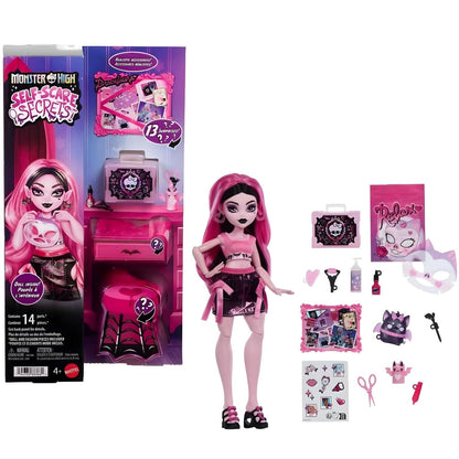 Monster High Self-Scare Secrets Draculaura with pink hair and pretend play accessories