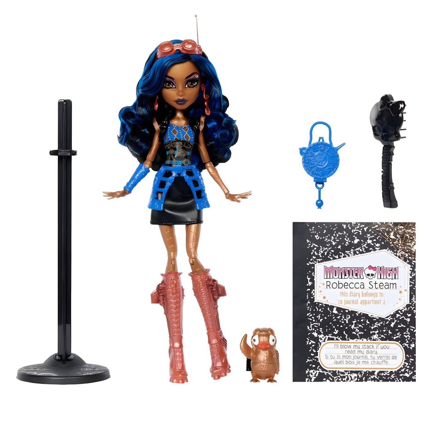 Monster High Boo-riginal Creeproduction Robecca Steam com cabelo azul e acessórios