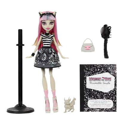 Monster High Boo-riginal Creeproduction Rochelle Goyle doll with pink hair and accessories