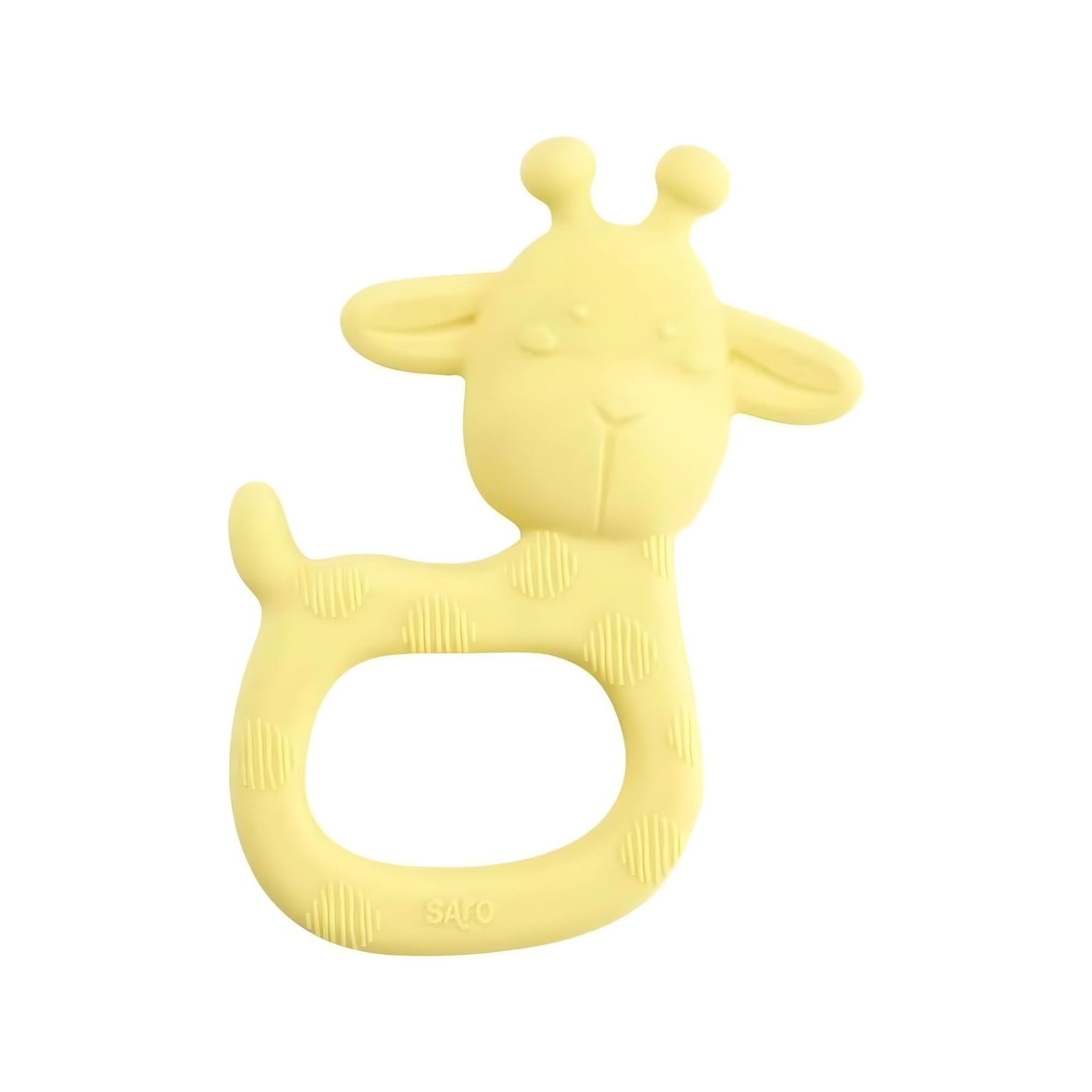 Mordedor bebé Girafa Amarela em detalhe de produto