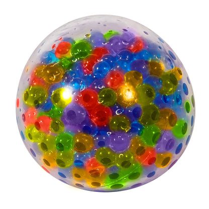 Nee Doh Squezzy Peezy by Schylling, clear sensory ball with colorful beads for squeezing