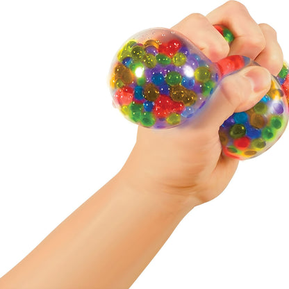 Nee Doh Squezzy Peezy by Schylling, clear sensory ball with colorful beads for squeezing