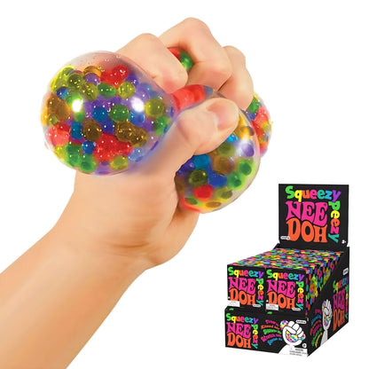 Nee Doh Squezzy Peezy by Schylling, clear sensory ball with colorful beads for squeezing