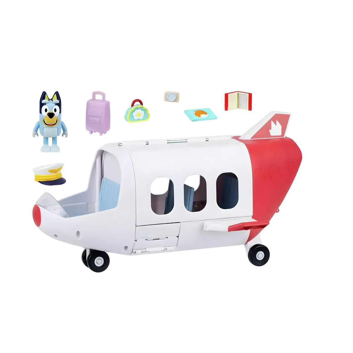 Bluey's toy aeroplane with passenger cabin and boarding steps