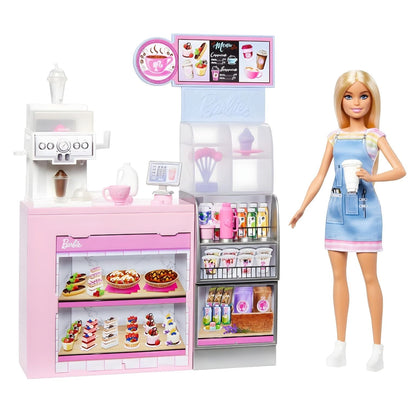 Barbie's Cafe playset with counter, beverage machine, and sweets