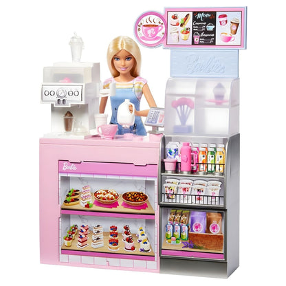 Barbie's Cafe playset with counter, beverage machine, and sweets