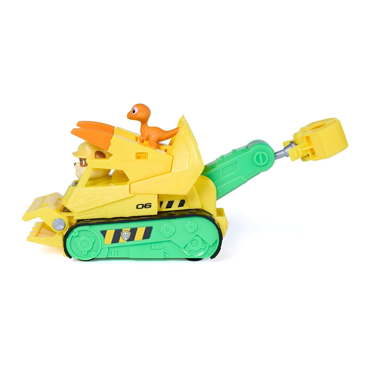 Veículo Dino Rescue do Rubble com pá dianteira e garra traseira