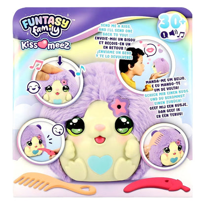 Funtasy Family Kiss Meez Plush Toy - Purple hamster with heart and accessories