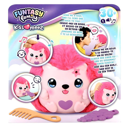 Funtasy Family Kiss Meez Plush Toy - Pink hedgehog with heart and accessories