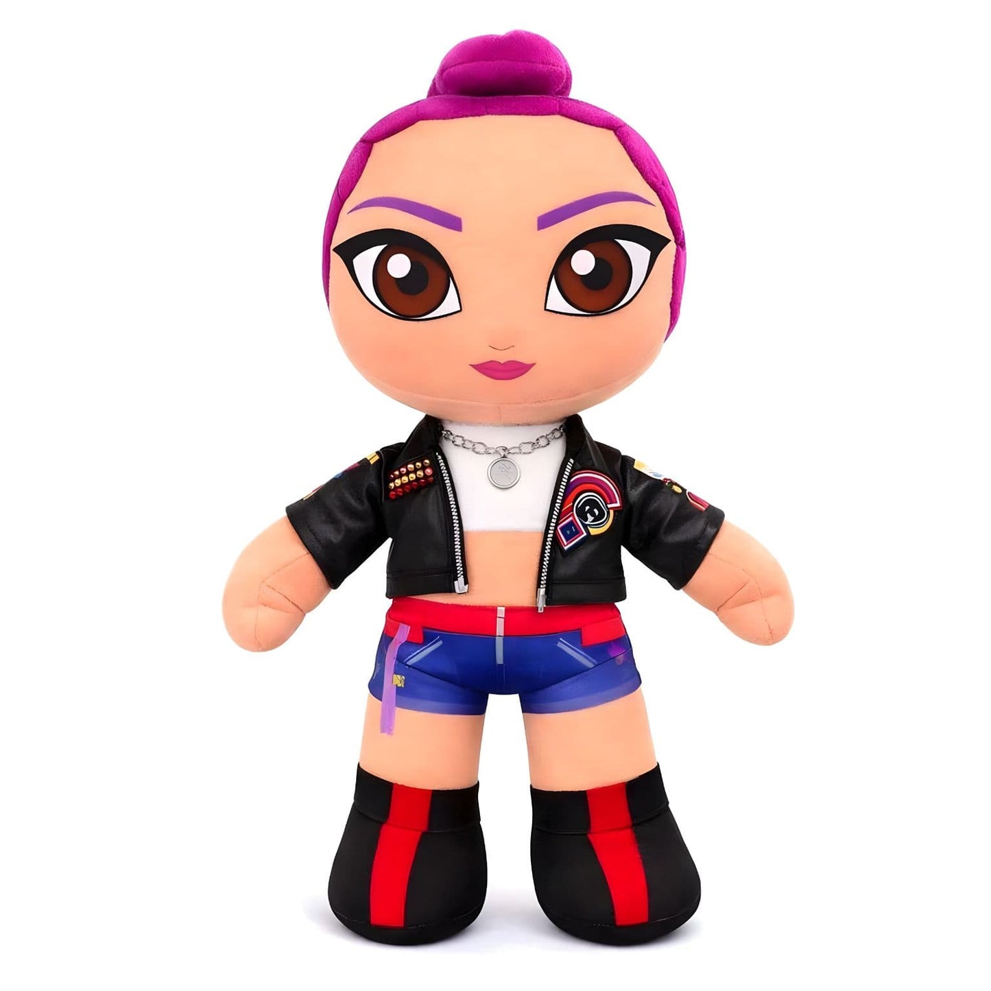 Peluche Guerreiras do K-Pop - Rumi com cabelo rosa e visual pop