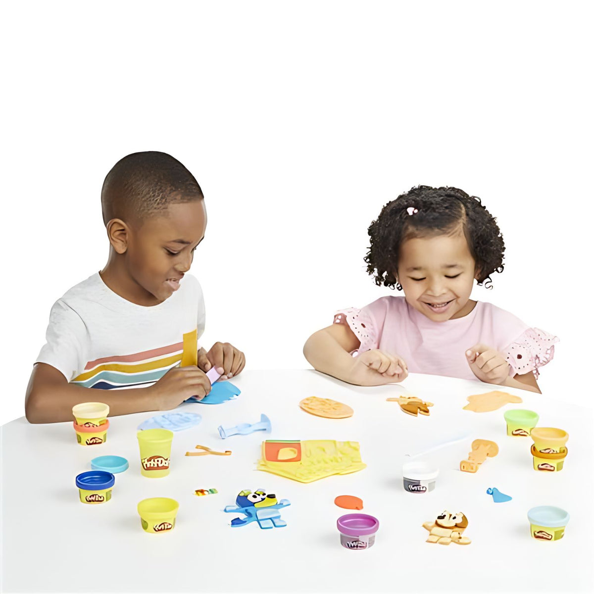 Play-Doh Bluey Make & Style Sets with modeling compound cans and molds