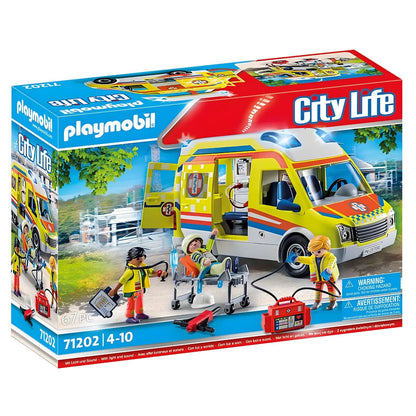 PLAYMOBIL 71202 ambulance with light and sound with rescue figures and medical accessories