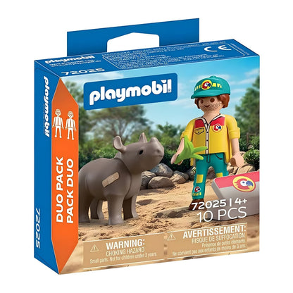 Playmobil 72025 DuoPack Guard with rhinoceros in a protection and care scene