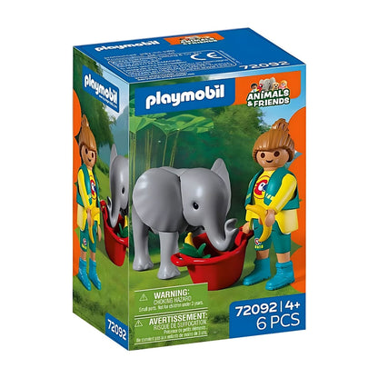 Playmobil 72092 Zoo Baby elephant and zoo keeper during feeding time