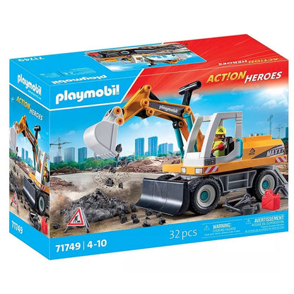 Playmobil Action Large yellow excavator with operator and construction stones
