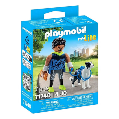 Playmobil Runner with Border Collie with leash and reward in a park setting