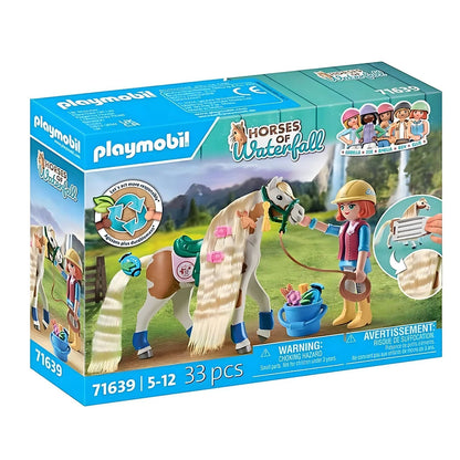 Playmobil Ellie with horse with care accessories and nature scenery