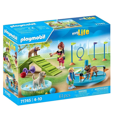 Playmobil Dog park with training obstacles, ramp, and dogs playing in the park