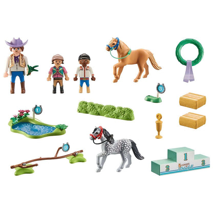 Playmobil 71495 Pony Tournament with ponies, podium, and competition accessories