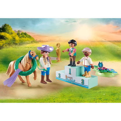 Playmobil 71495 Pony Tournament with ponies, podium, and competition accessories