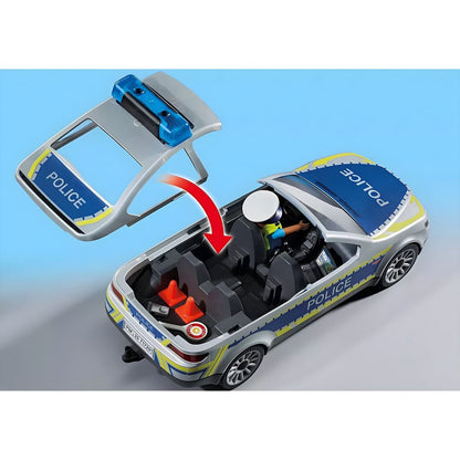 Playmobil 71729 patrol car with police officer, cones, and signaling accessories