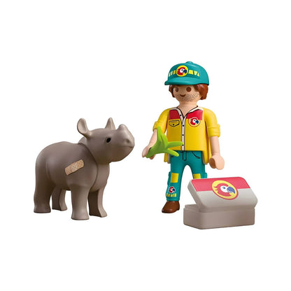 Playmobil 72025 DuoPack Guard with rhinoceros in a protection and care scene