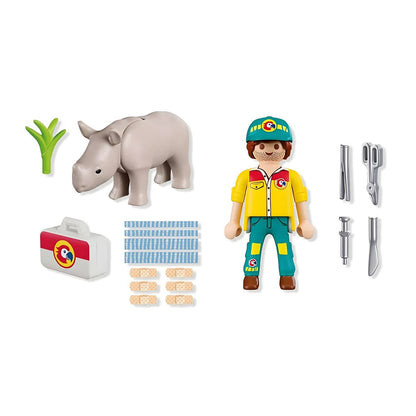 Playmobil 72025 DuoPack Guard with rhinoceros in a protection and care scene