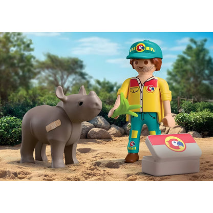 Playmobil 72025 DuoPack Guard with rhinoceros in a protection and care scene
