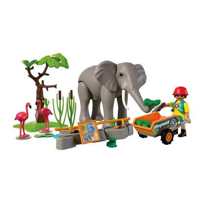 Playmobil 72068 Elephant with keeper in a zoo and animal care setting