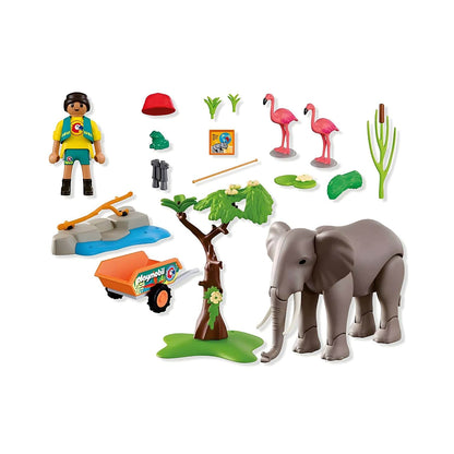 Playmobil 72068 Elephant with keeper in a zoo and animal care setting
