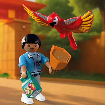 Playmobil 72074 Zoo Mascot in a colourful parrot costume at the zoo