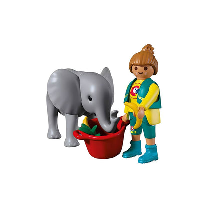 Playmobil 72092 Zoo Baby elephant and zoo keeper during feeding time
