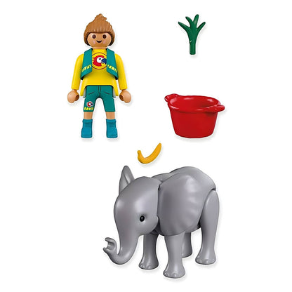 Playmobil 72092 Zoo Baby elephant and zoo keeper during feeding time
