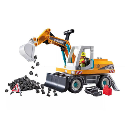 Playmobil Action Large yellow excavator with operator and construction stones