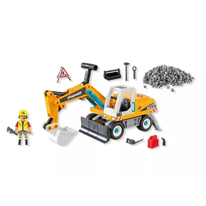 Playmobil Action Large yellow excavator with operator and construction stones