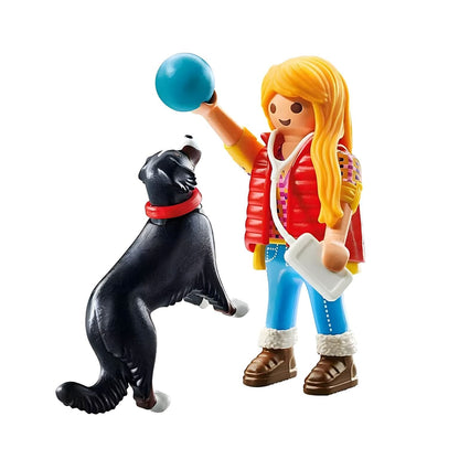 Playmobil Woman with mountain dog playing with ball in the park