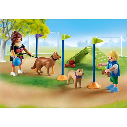 Playmobil Dog park with training obstacles, ramp, and dogs playing in the park