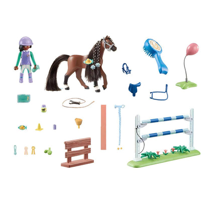 Playmobil Horse Jumping with Zoe and Blaze with horse, jump obstacle, and riding accessories