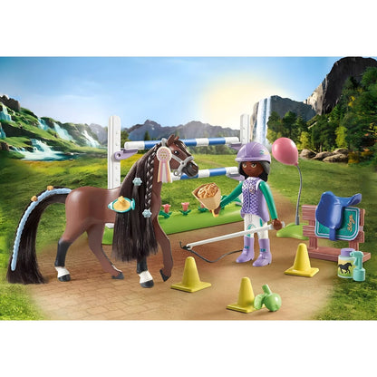 Playmobil Horse Jumping with Zoe and Blaze with horse, jump obstacle, and riding accessories