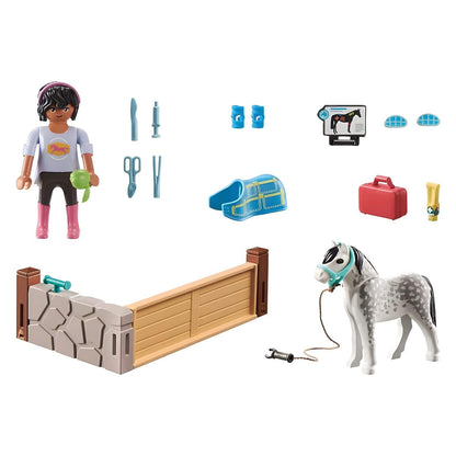 Playmobil Horse Therapist with horse, therapist, and care accessories in an equestrian setting