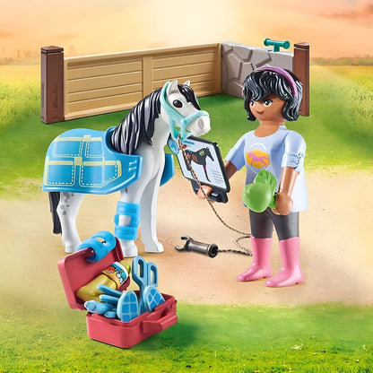 Playmobil Horse Therapist with horse, therapist, and care accessories in an equestrian setting