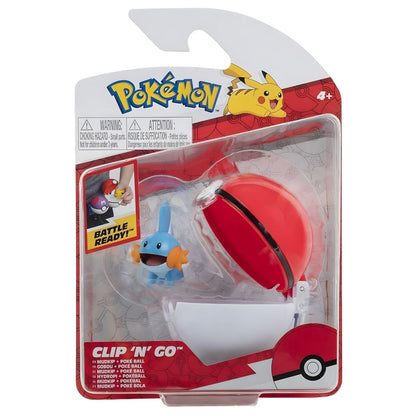 Pokémon Clip 'N' Go Mudkip & open red and white Poké ball