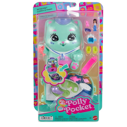 Polly Pocket - Pet Cat Compact in the shape of a kitten with surprise setting and accessories