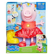 Porquinha Peppa Grande Diversão na Lama na embalagem Hasbro, com vestido vermelho e botas amarelas