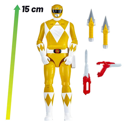 Figura de ação Ranger Amarelo Mighty Morphin com acessórios