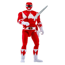 Figura Ranger Vermelho Auto-Morphin com fato vermelho e branco e espada